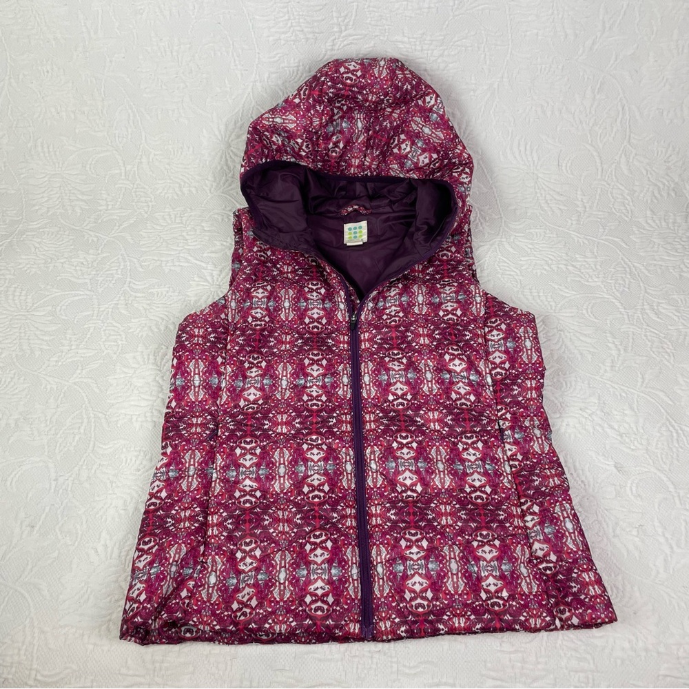 Title Nine Pink Patterned Hooded Vest